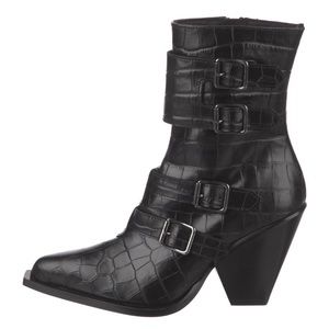 Pinko leather midcalf moto boots.